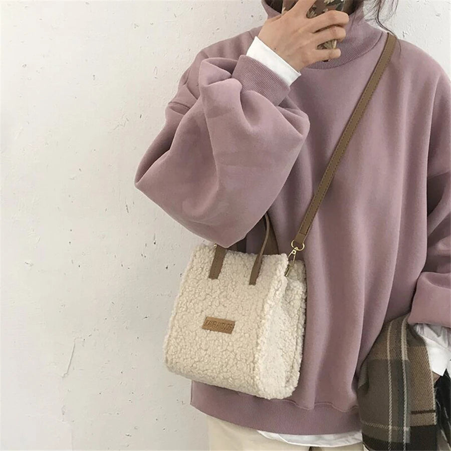 Lamb Wool Warm Square Crossbody Bag